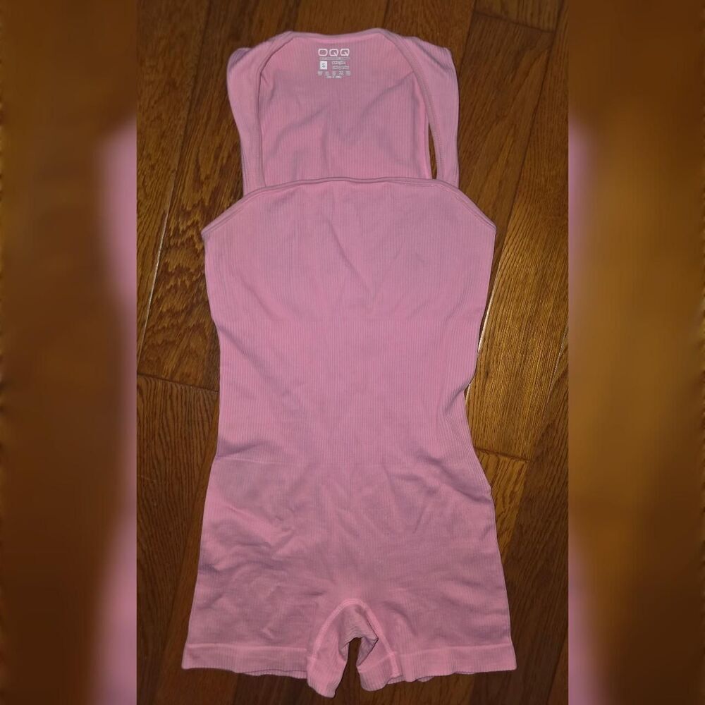 OQQ Womens's Pink Romper Square Neck Size Small